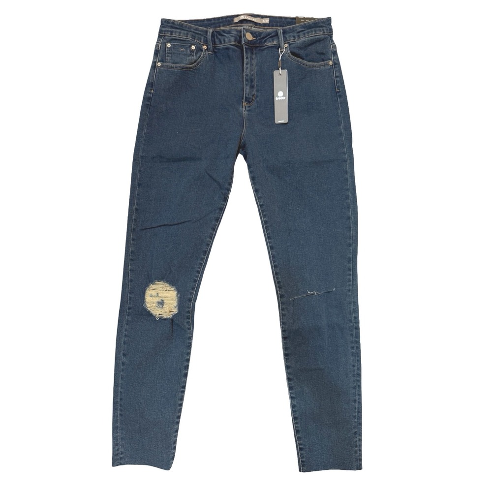 NWT Tractr Denim Diane Mid Rise Slim Jeans Distressed Ripped Raw‎ Hem